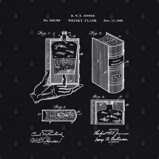 Whiskey Flask Patent Print 1885 by MadebyDesign